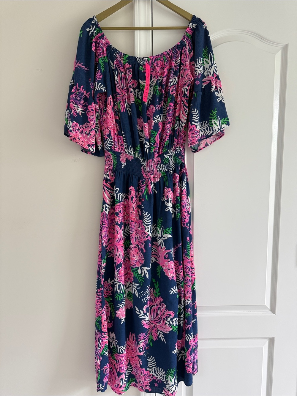 NWT Lilly Pulitzer Ravyn Off Shoulder Midi Dress Ruffle Your Feathers XL NEW
